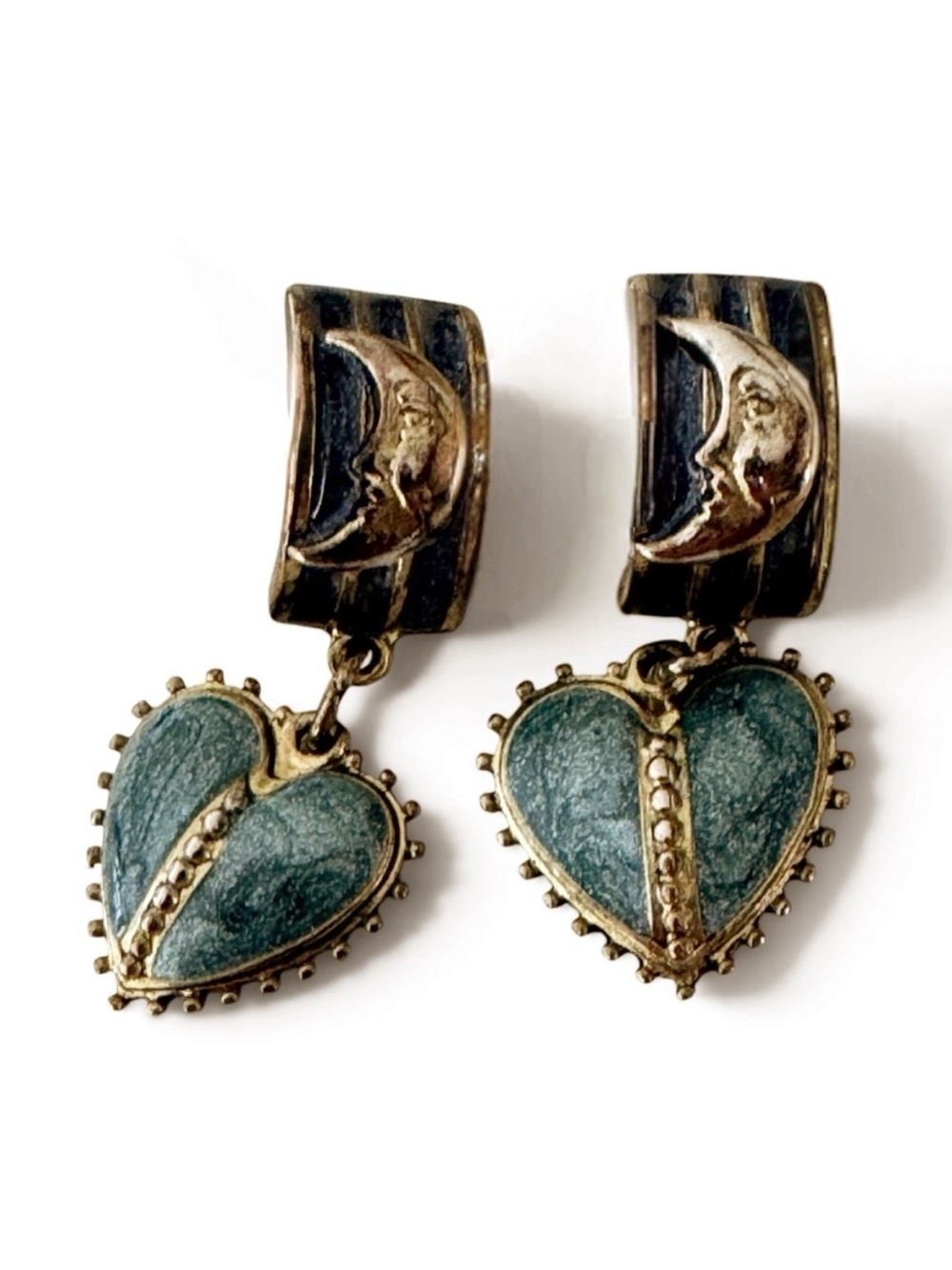 Edgar Berebi Celestial Moon and Heart Dangle Earrings